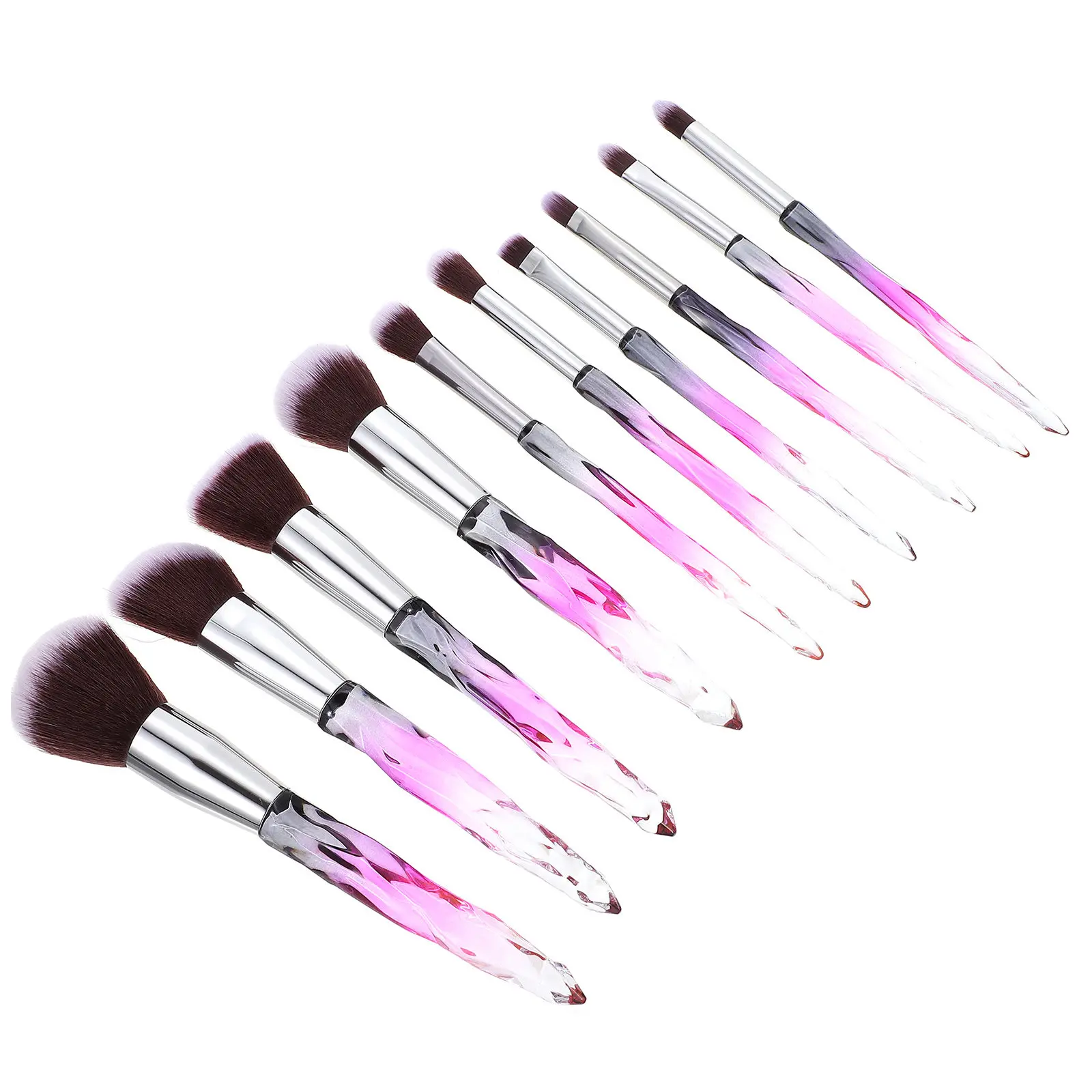 10Pcs Professional Makeup Brushes Set Crystal Handle Fiber Hair Makeup Kit Foundation Powder Eyeliner Brush Tools