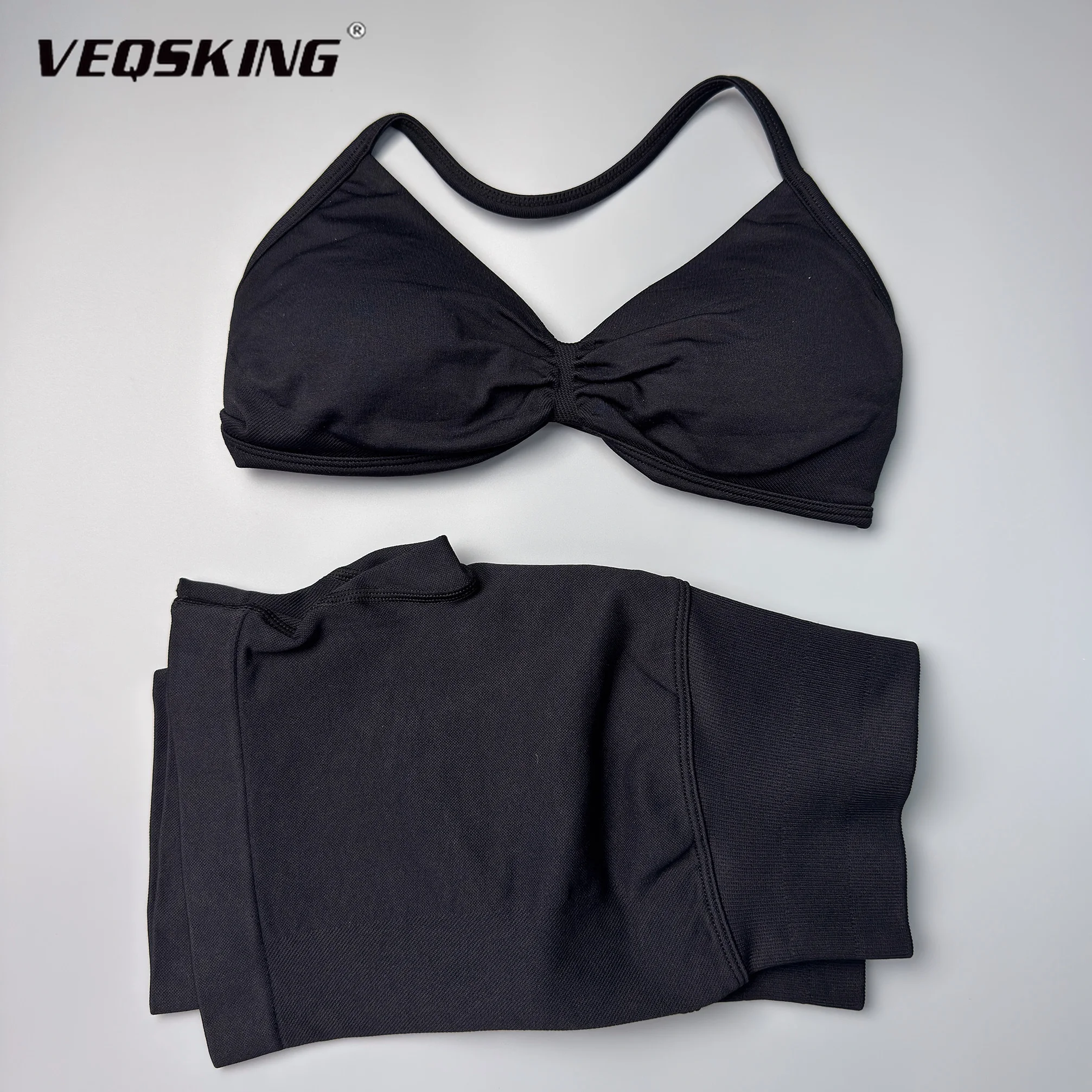 

Women's New Seamless Nylon Sports Suit, Neck Hanging Sports Bra, High Waist Yoga Shorts,Quick Drying Breathable Yoga Sports Suit