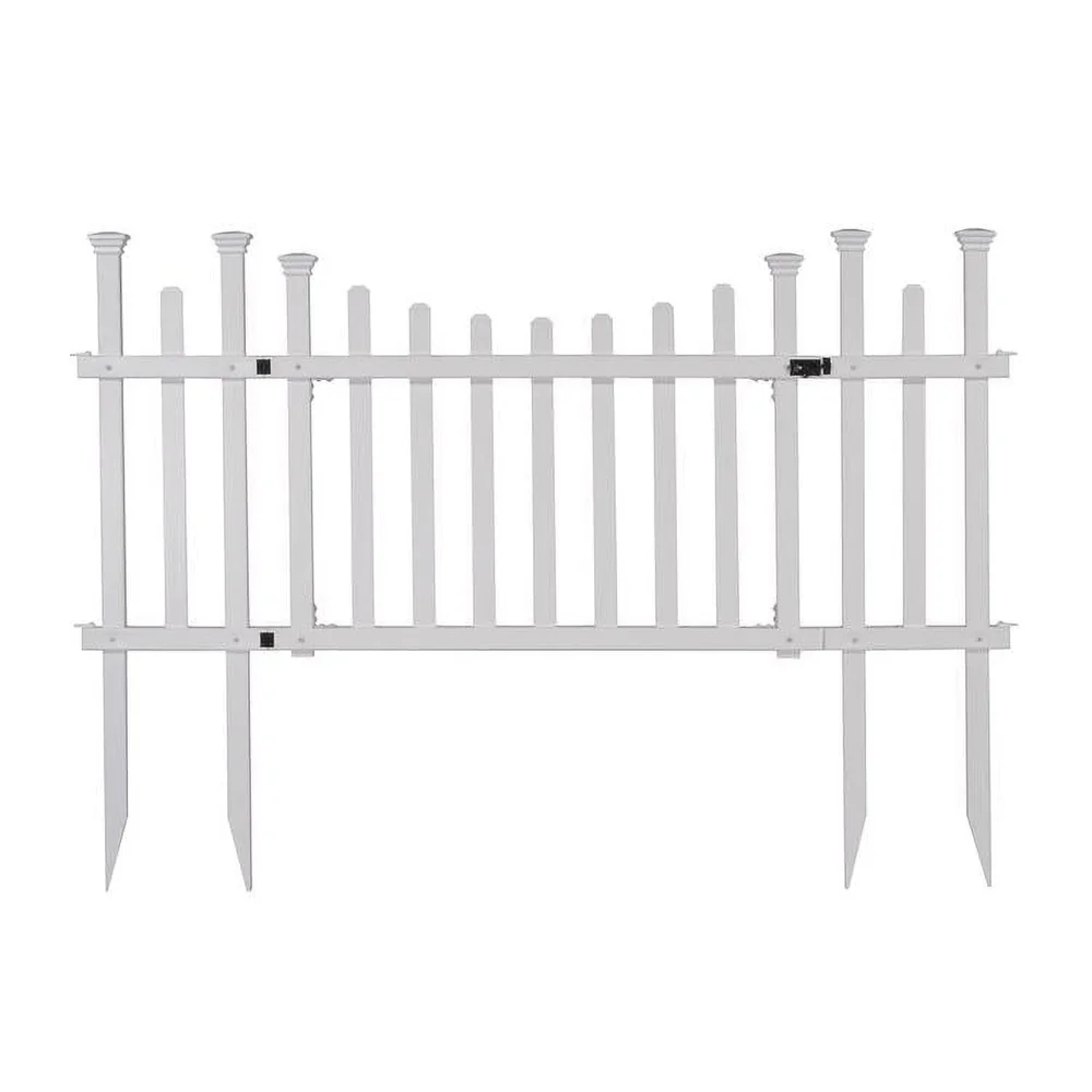 

Vinyl Picket Fence Gate Kit with Wings Includes Posts Caps Latch Hinges Durable Garden Entrance Child Dog Safety 30in H x 62in W