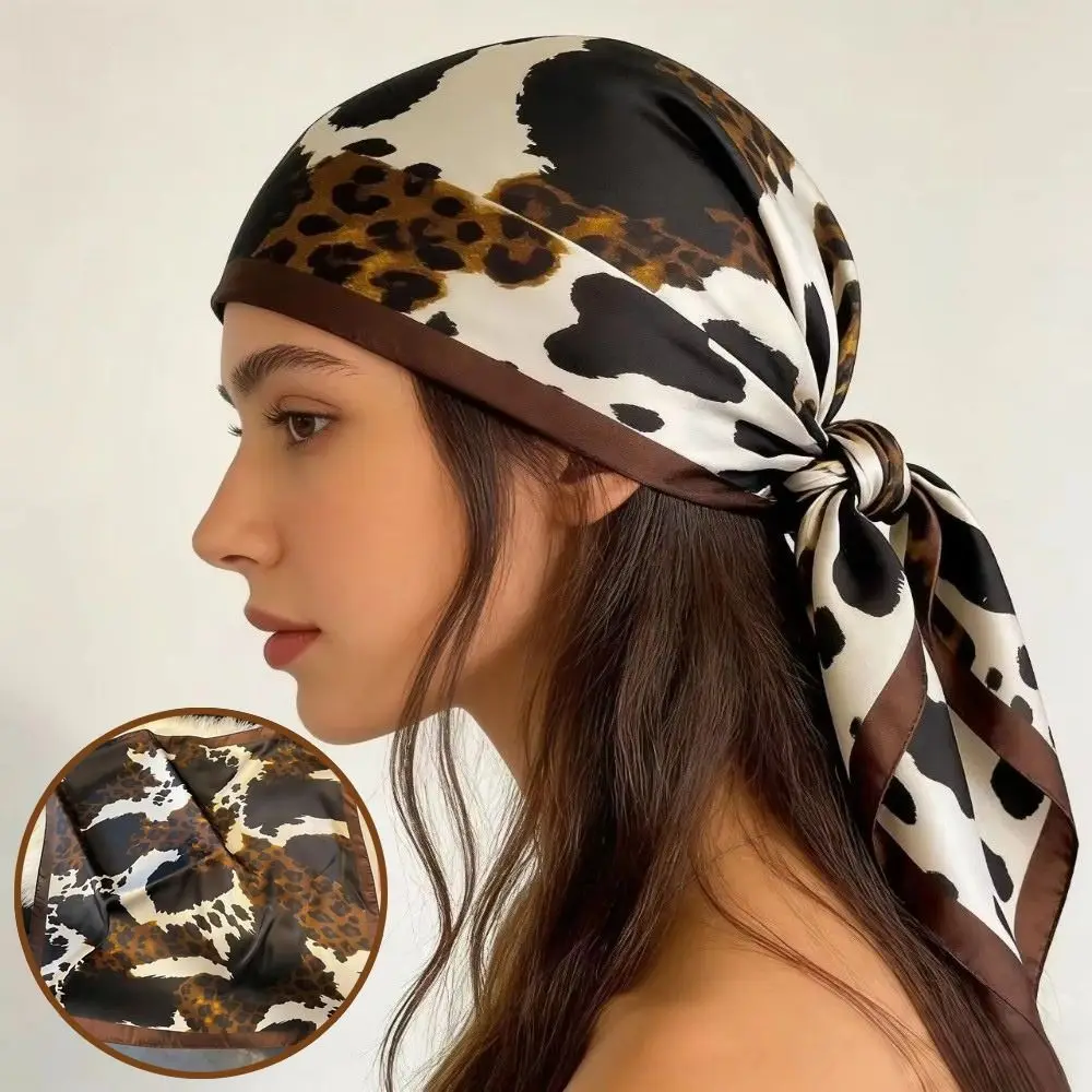 

New Smooth Texture Silk Hairbands Versatile Fashion Elegant Square Shawl Bandana Bag Accessory