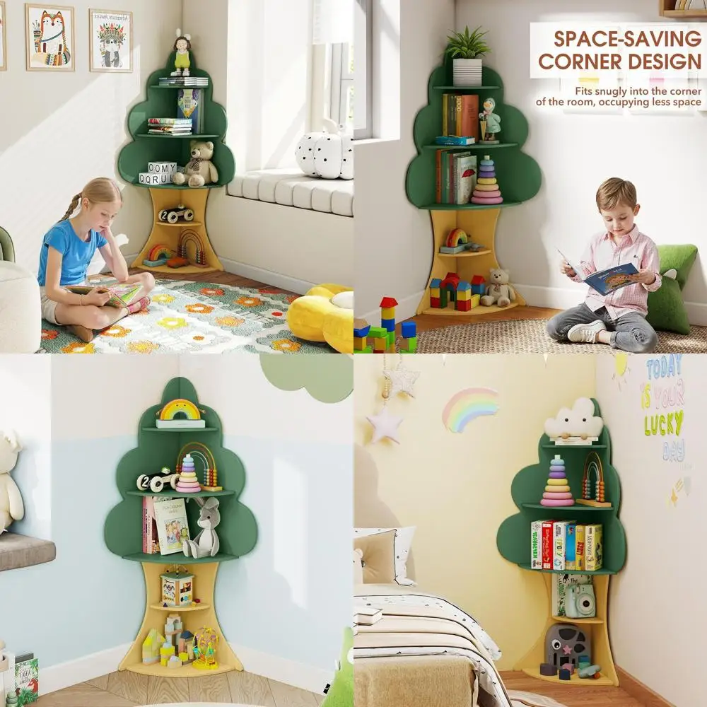 

Пятиуровневая деревянная книжная полка для малышей - органайзер для книг и игрушек для игровой комнаты, детской и класса