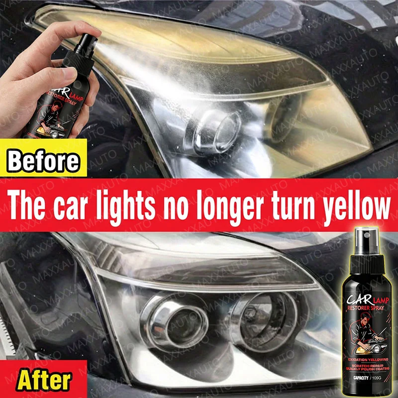 Car Headlight Restoration Polishing Spray - Scratch Remover & Oxidation Cleaner Repair Paste for Headlamp Assembly Polish Kit