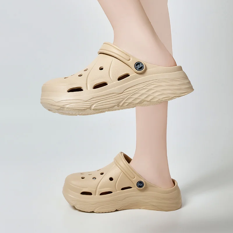 

Летние сандалии на платформе, женские сандалии на танкетке с закрытым носком, 2025 г., женские нескользящие садовые туфли на толстой подошве, сандалии на мягкой подошве, шлепанцы