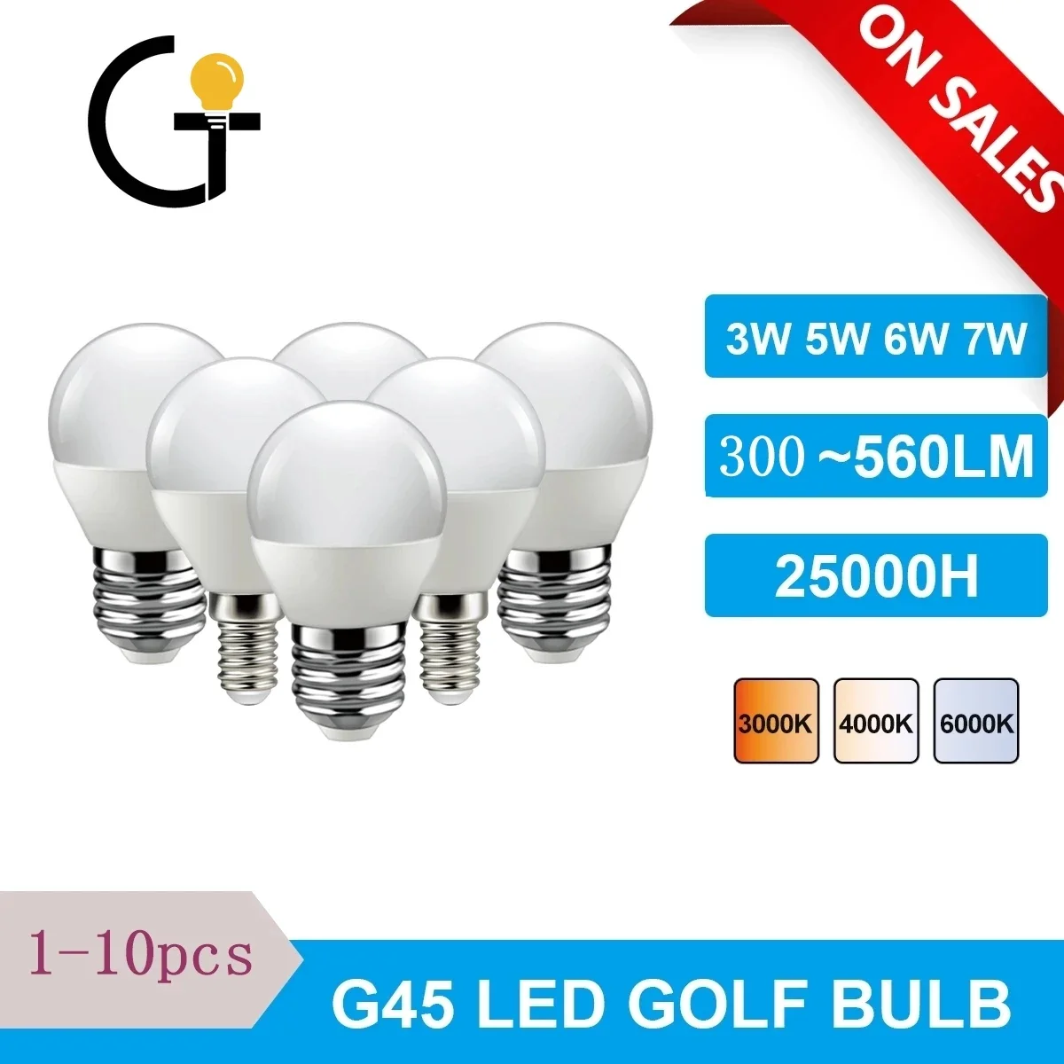 

1-10PCS Led Golf Bulb G45 3W 5W 6W 7W E14 E27 220V 3000K 4000K 6000k Lamp Light For Home Decoration