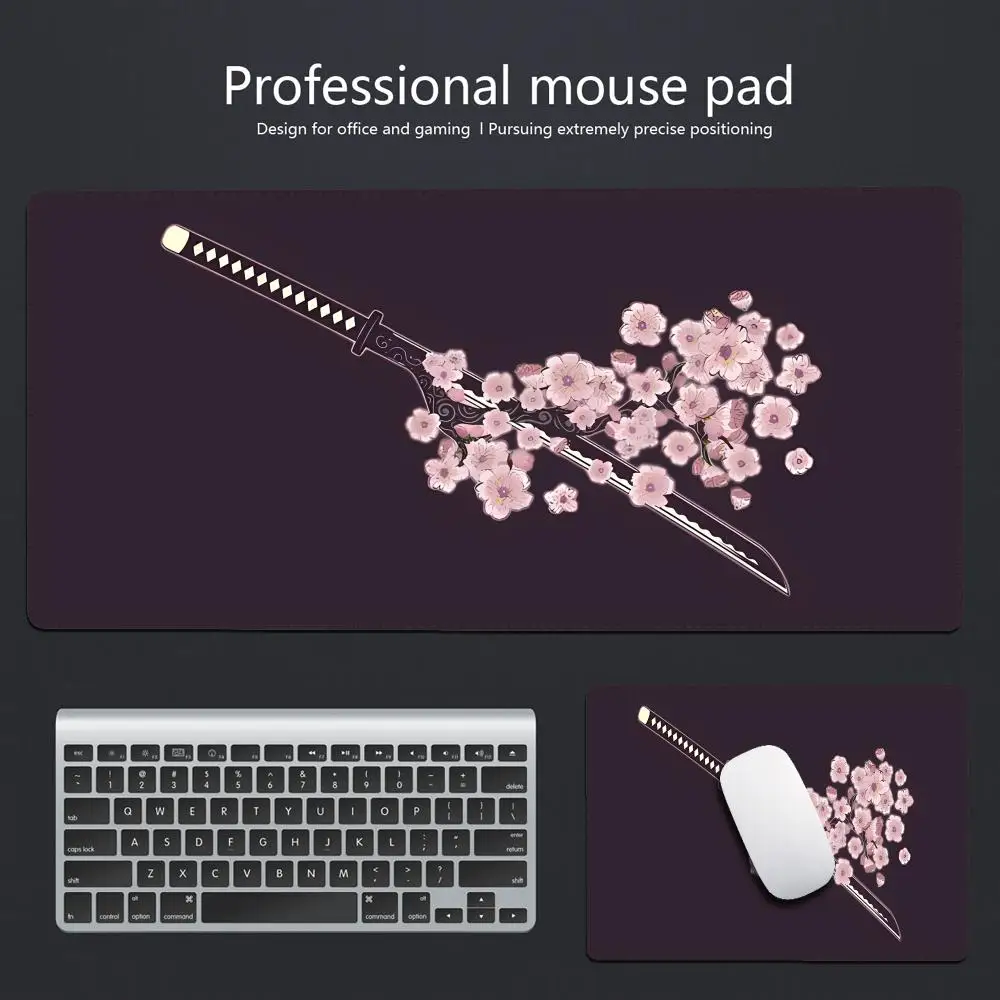 Katana Beautiful illustrations style patternsOffice Computer Desk Mat Table Keyboard Big Mouse Pad Laptop Cushion Nonslip Decor