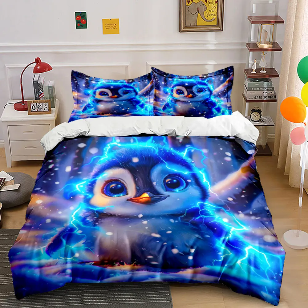 

Electric Penguin Art Set Decor Soft Comfortable Duvet Cover Bedding Set Included 1*Duvet Cover & 2*Pillowcases, gift