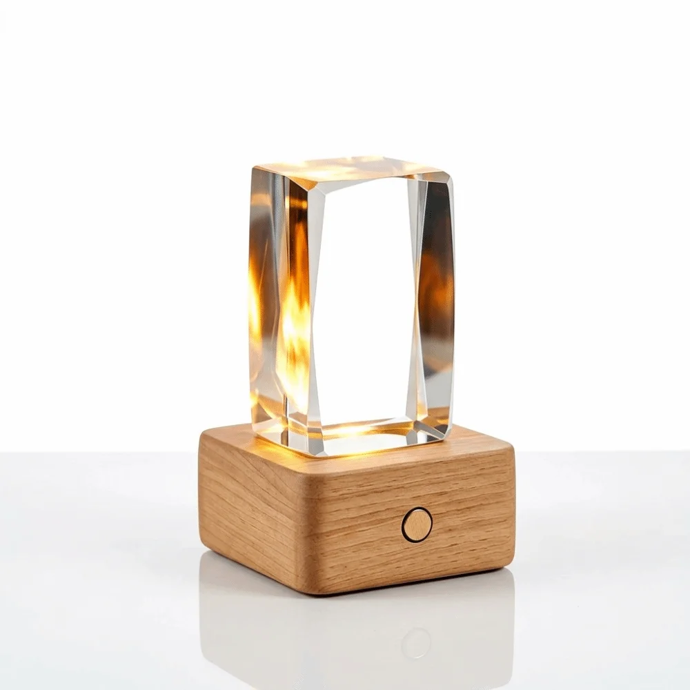 High-Transparency K9 Crystal Cube Optical Crystal Clear Crystal Crystal Square Block Blank Surface Colorful LED Light Base