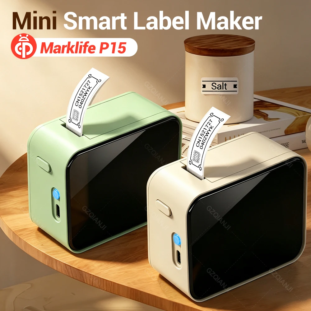 Marklife P15 Mini Handheld Thermal Label Maker Wireless Sticker Machine Inkless Pocket with Color Label Papers for Home Office