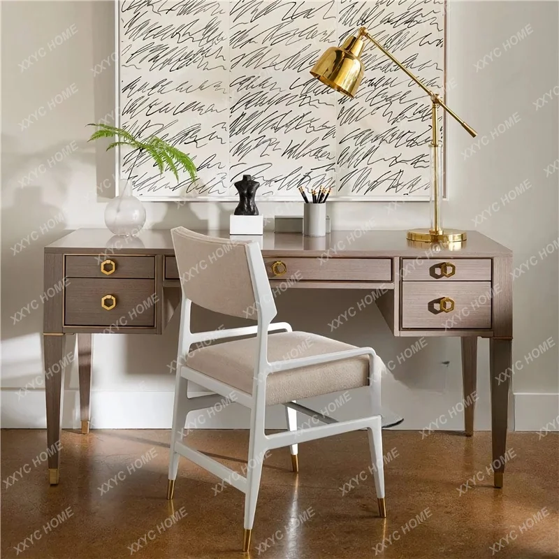 

light luxury desk modern simple solid wood home office writing desk computer desk