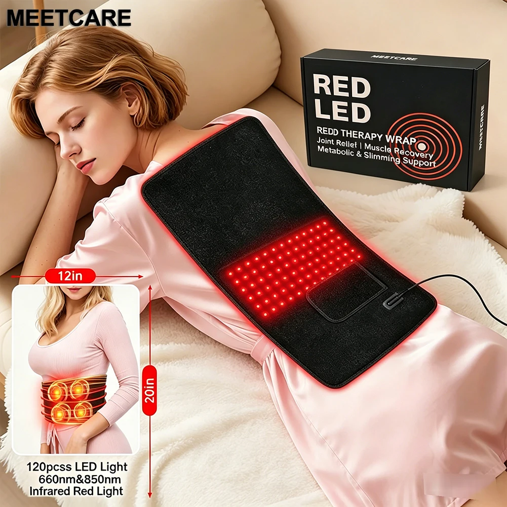 

120pcs Red Light Waist Belt Massage 660nm & 850nm Infrared Red Light Therapy Belt For Body for Pain Waist Arm Back Relief Muscle