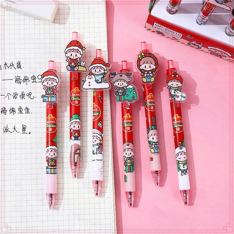 48 Pcs Wholesale High-Quality Black Ink Press Gel Pens in Creative Christmas Cartoon Style