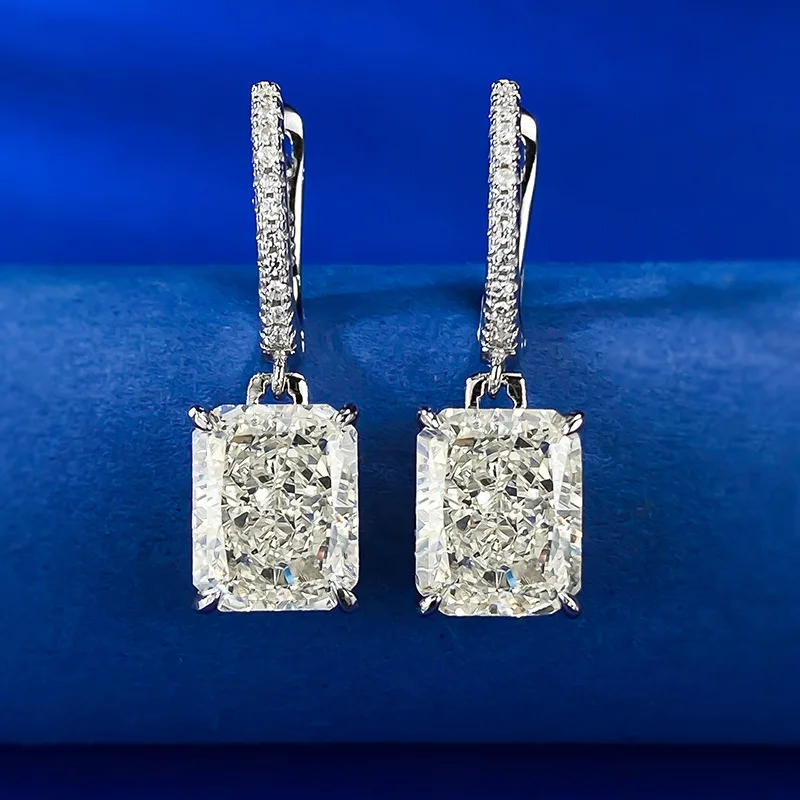 

925 Silver High Carbon Diamond 8 * 10mm G Color Diamond Earrings for Women Cross border Earrings Wholesale on AliExpress