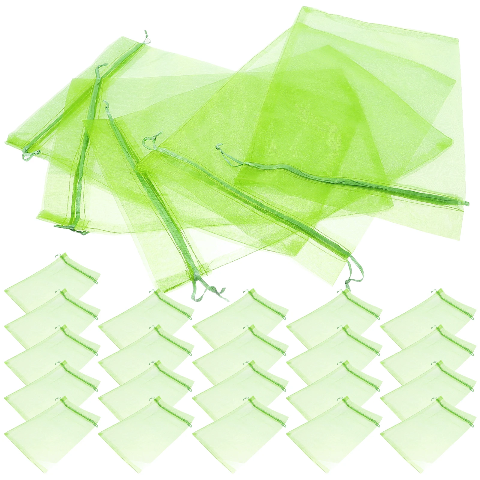 

50pcs Fruit Protection Bags Garden Breeding Mesh Netting Green Organza Pest Control Nursery Bags Insect Proof Reusable
