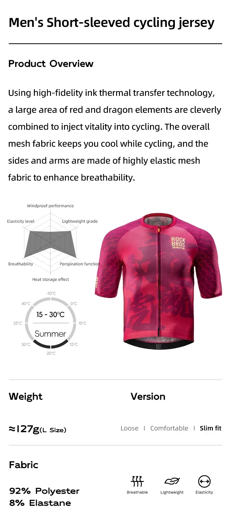 

ROCKBROS Cycling Clothing Short Sleeves Breathable Summer Bike Shirt Quick Dry MTB Ciclismo Road Bike Jersey With YKK Zipper