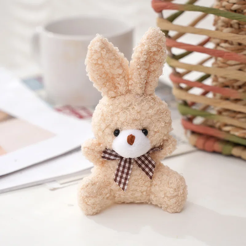 Porte-clés en peluche lapin mignon pour enfants, nœud en peluche, jouets doux au beurre, pendentif Kawaii, porte-clés de sac, décoration de porte-clés, cadeaux pour filles, 12cm