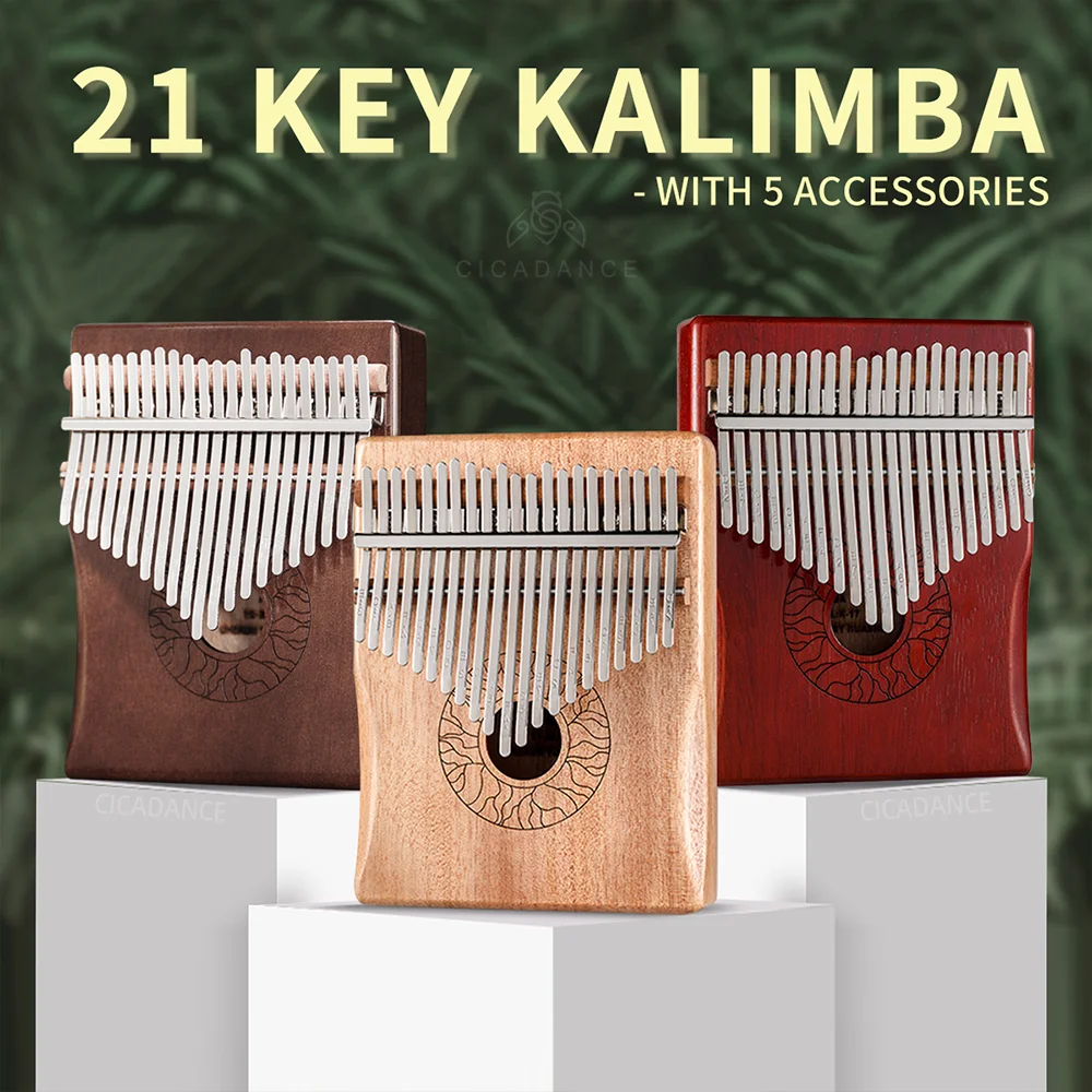 Kalimba 21 Keys Thumb Piano Mahogany Calimba Mbira Wooden Keyboard Musical Instrument Children's Day Gifts With Accessories