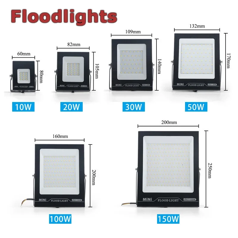 

Newest 10/20/30/50/100/150/200W LED FloodLight IP67 Waterproof Outdoor Garden Yard Projector Lighting Spotlight Wall FloodLight