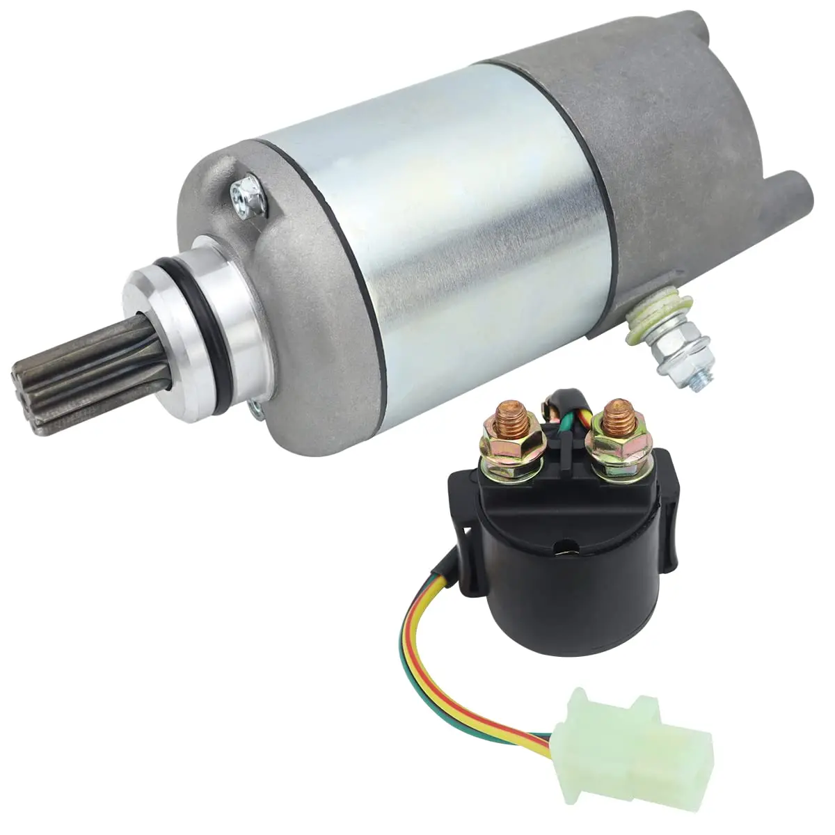 Starter & Solenoid Relay Fit For Yamaha Moto-4 200 85-90| Timberwolf 250 92-00 Tri-Moto 200 225 83-86 Replace 4XE-81800-00-00