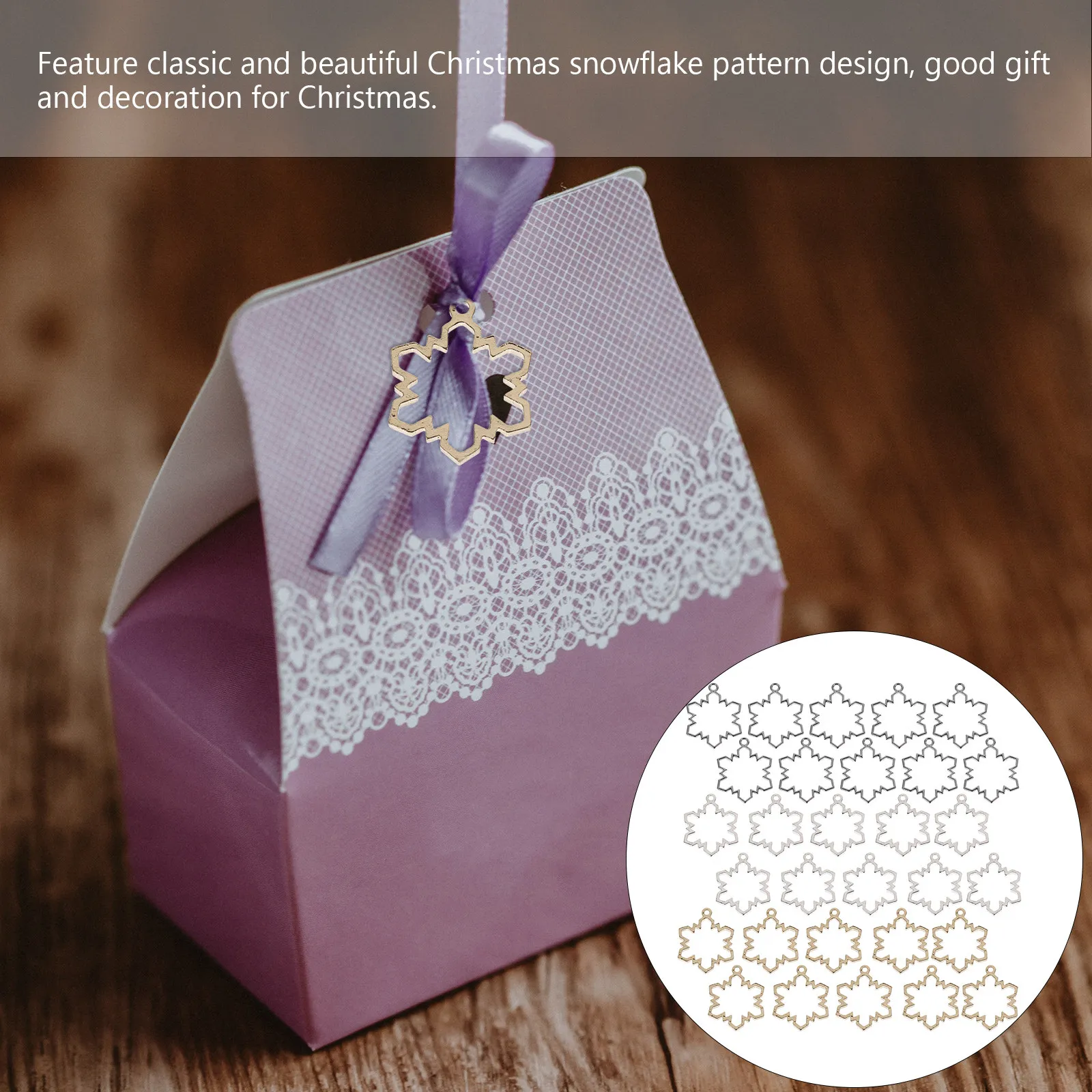 30Pcs Premium Alloy Snowflake Charms Christmas DIY Jewelry Pendants Hollow Mold Frames Resin Epoxy Craft Blanks Keychain Sweater