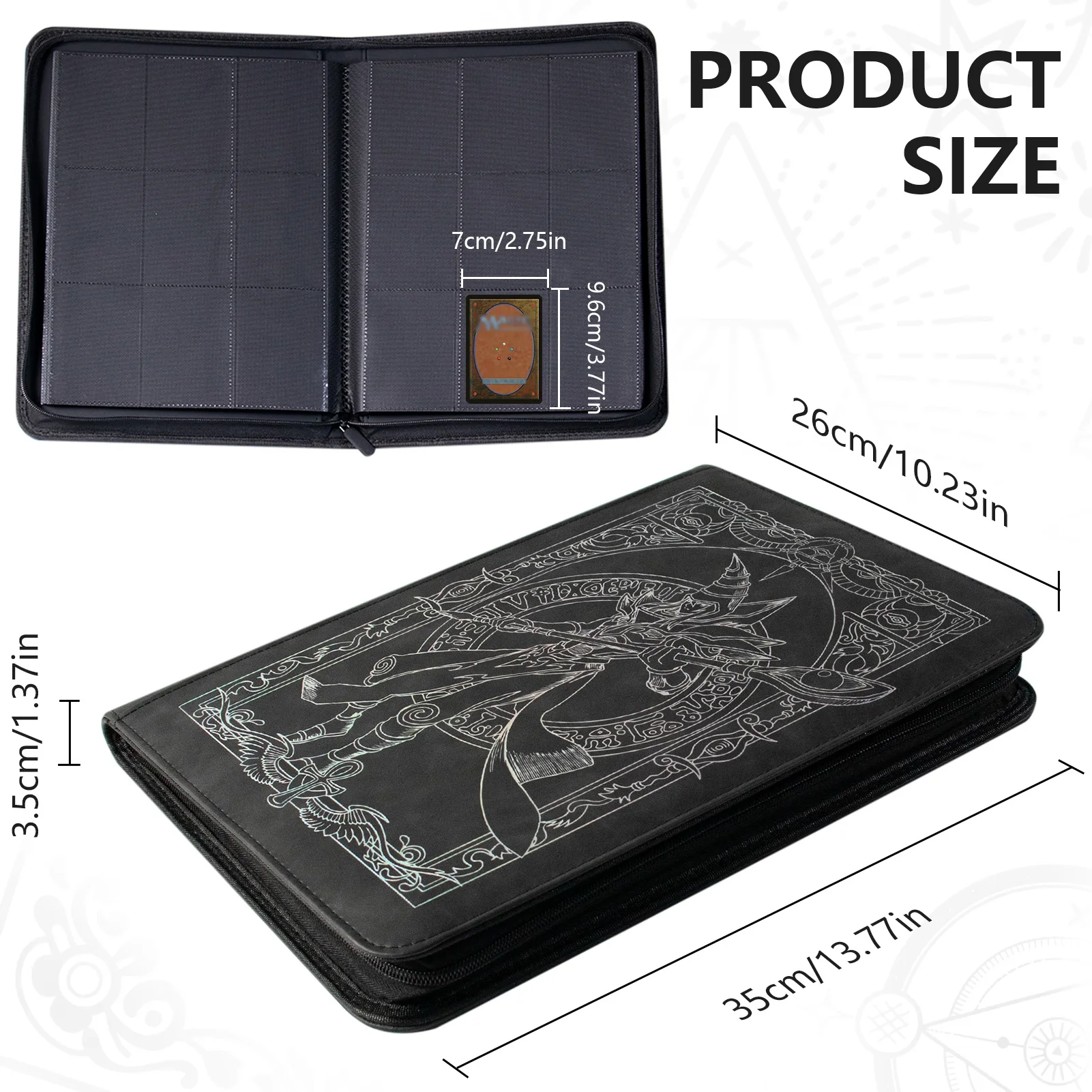 Trading card binder,Ringless Zip laser foiling Binder,540 Double Sided Pocket Collectible Trading Card Albums for yugioh,MTG