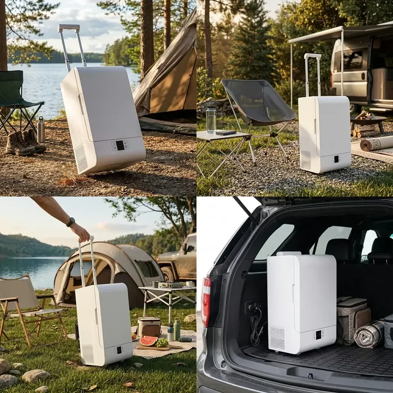 Portable Car Refrigerator 20L 21QT Dual Zone Cooling App Control 12V 24V Vehicle 100V 240V Home for Camping