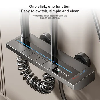 공간 알루미늄 샤워 세트, 회색 샤워 시스템 세트, 디지털 디스플레이 피아노 단추, 앰비언트 라이트, 욕실 수도꼭지 샤워헤드 