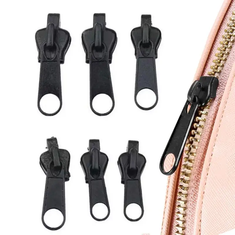 6pcs Metal Zipper Silder Nylon Zips Jacket Bag Purse Pockets Repair Zippers Heads Repair Kits DIY Garment Sewing Accessories