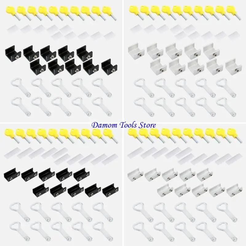 57BE 10Pcs Sliding Window Lock with Adjustable Security Window Stopper Aluminum Sliding Window Stops for Home and Office