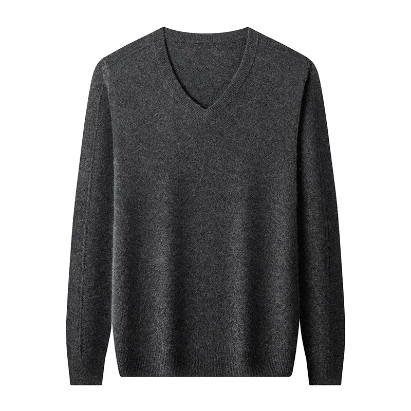 High Quality Men's V-neck Cashmere Sweater Business Cashmere Pullover Shirt Men