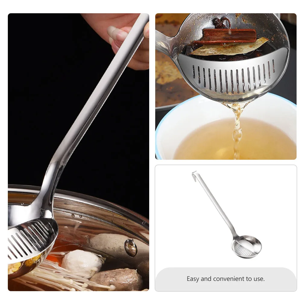 

Stainless Steel Hotpot Dual Use Colander Oil Separator Ladle Skimmer Slotted Soup Spoon Oil Filter Colander Kitchen Gadget