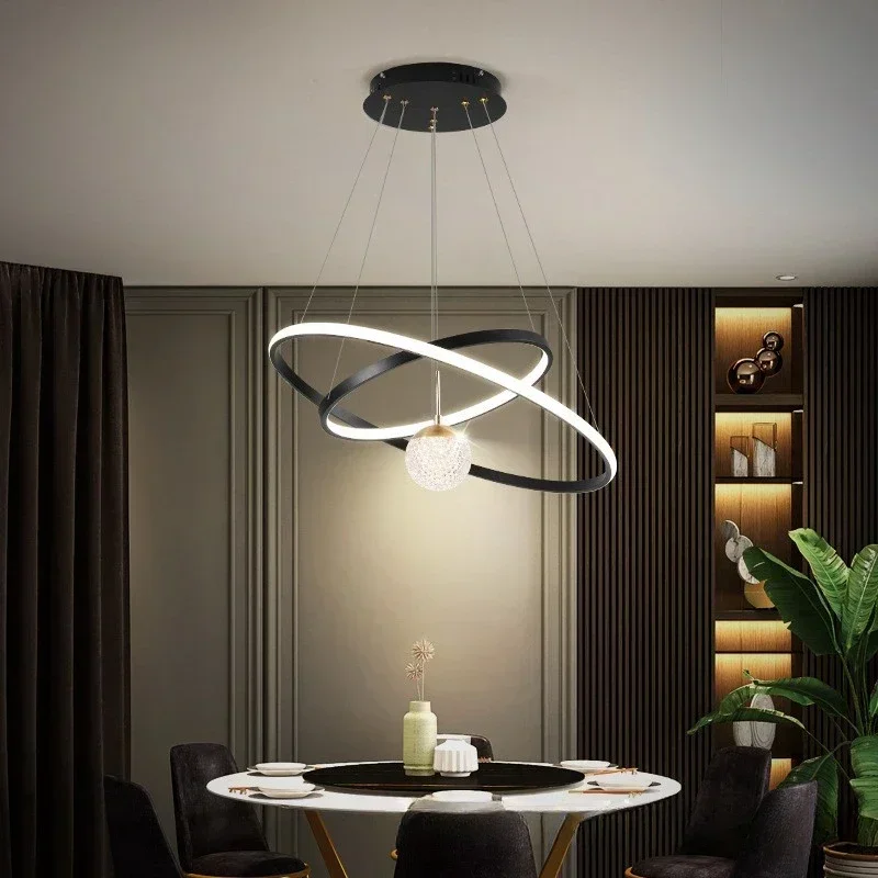 Modern Led Lights Dining Room Decor Chandeliers Simple Ring Living Bedroom Lights Home Indoor Lighting Decorative Pendant Lamps