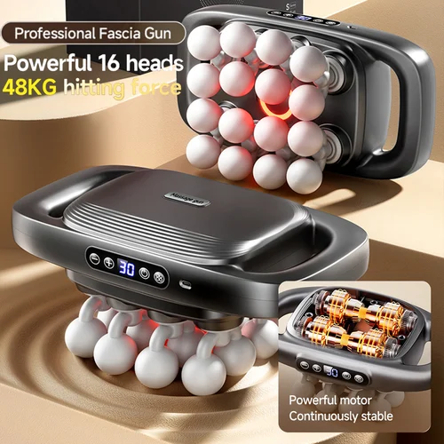 Imagen 2 del producto Juego de pistola masajeadora de tejido profundo para Fitness corporal, masajeador relajante eléctrico muscular para espalda, hombros, piernas, pies, 16 cabezales