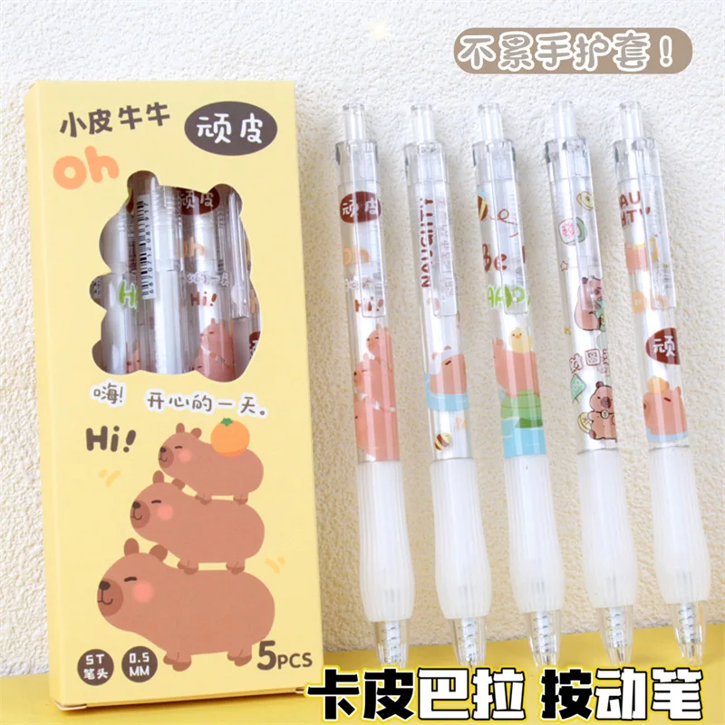 

6Pcs/Set Kawaii 0.5 mm Gel Pens black Refill Nib soft Silicone Pen grip Ballpoint Writing tools School Supplies Stationery