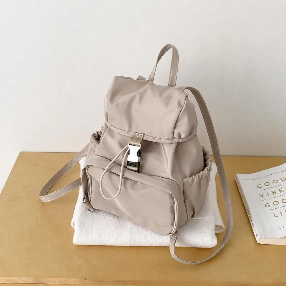 Fashion Nylon Travel Backpack Waterproof Lightweight Student Schoolbag Small Solid Color College Daypack