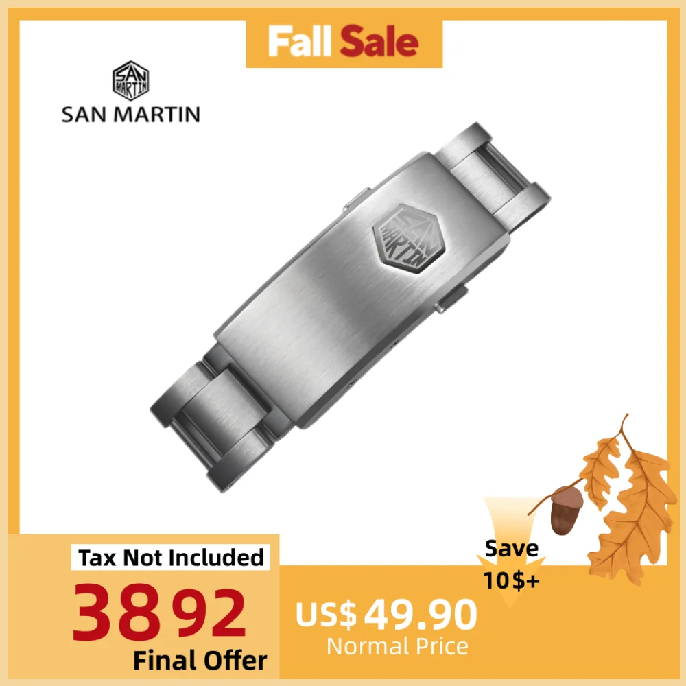 

San Martin 16mm New Fly Micro Adjust Clasp Solid 316L Stainless Steel Folding For 3-Link Watch Bracelet Buckle Quality BK1642