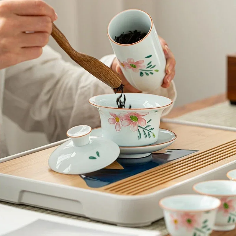 

Bamboo Pu'er Tea Tray Landscape Drawing Board Traditional Household TeaTray removable tea Tray Chinese Kung Fu Tea Set