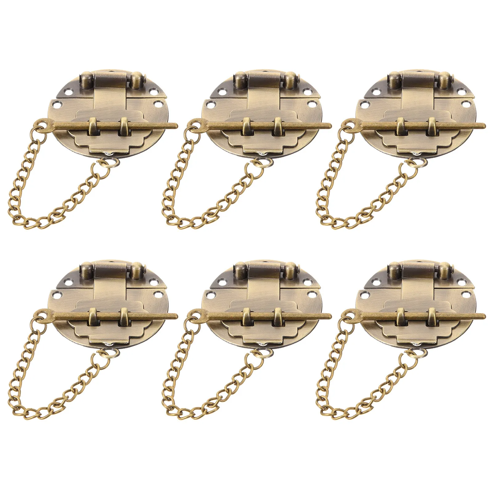6Pcs Vintage Decorative Hasp Locks with Chain for Wooden Jewelry Box Treasure Chest Small Cabinet Lock Hardware