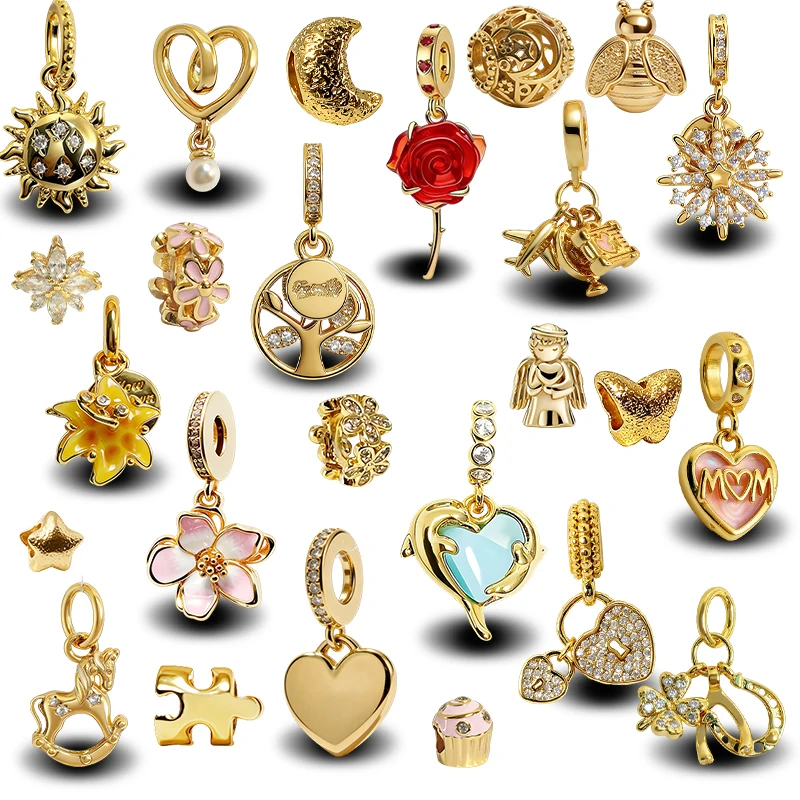 

Original Charm Beads,Tangled Sundrop Flower Charm,Engravable Heart Tag Dangle Charm Bead Fit Pendant Bracelet Women Jewelry Gif