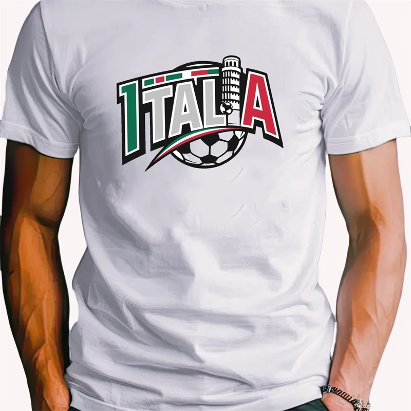 

Fashion Italian Flag Graphic Football Jersey Summer Casual Short Sleeve 3D Printed T Shirts Loose Quick Dry Sports T-shirts Tops