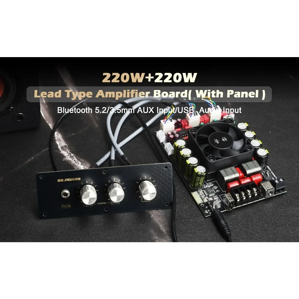 T220H-W 220W * 2 Placa amplificadora de audio compatible con Bluetooth sin pérdidas Ajuste estéreo de alta y baja frecuencia Voltaje amplio 12-36V