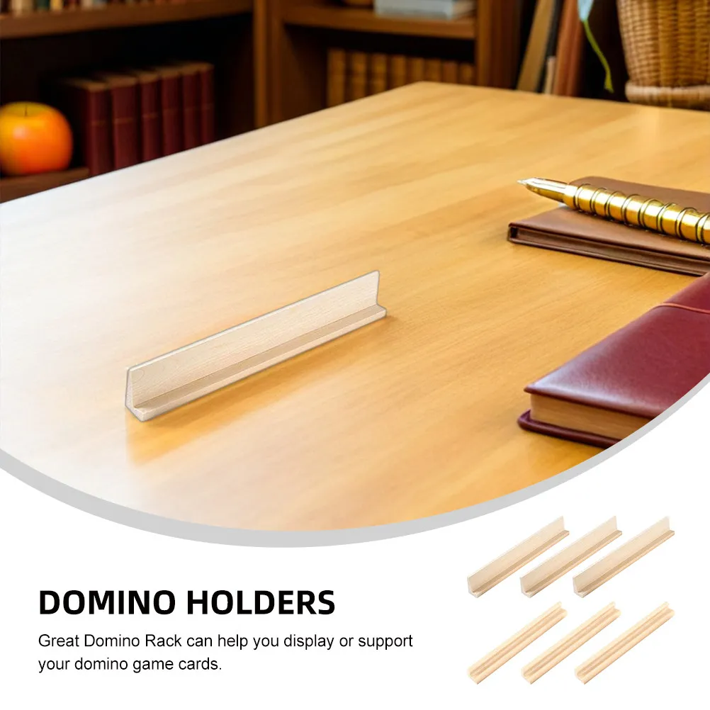 6pcs Wooden Domino Trays Multi-Function Domino Racks For Alphabet Games Diy Crafts Smooth Edges Durable Displaying Holder Kids