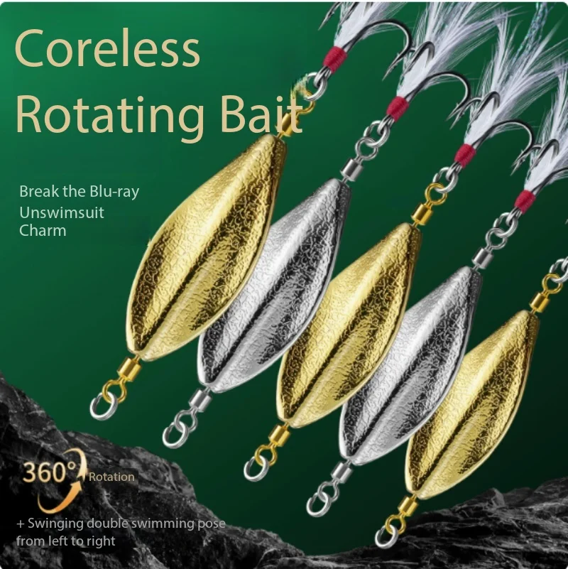 

Rotating Core Spinner Blade Mini Metal Jig With Hooks Ultra Long Cast Metal Lure Fishing Tackle Kit For Bass Striped Bass