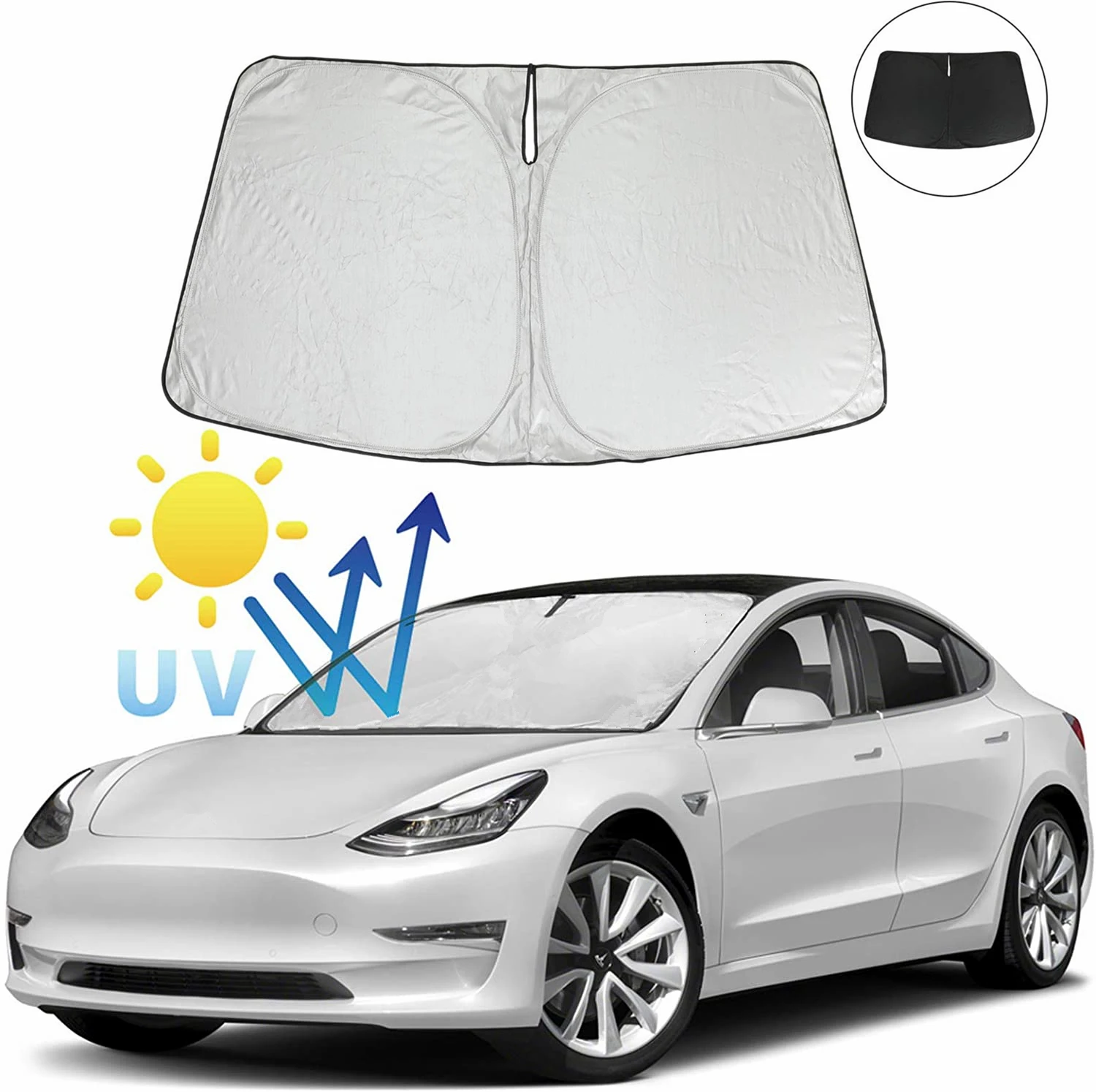 

For Tesla Model Y 3 2017-2022 Car Windshield Sunscreen Window Sun Shade Sunscreen Visor Blocks Parasol Coche UV Rays Protection