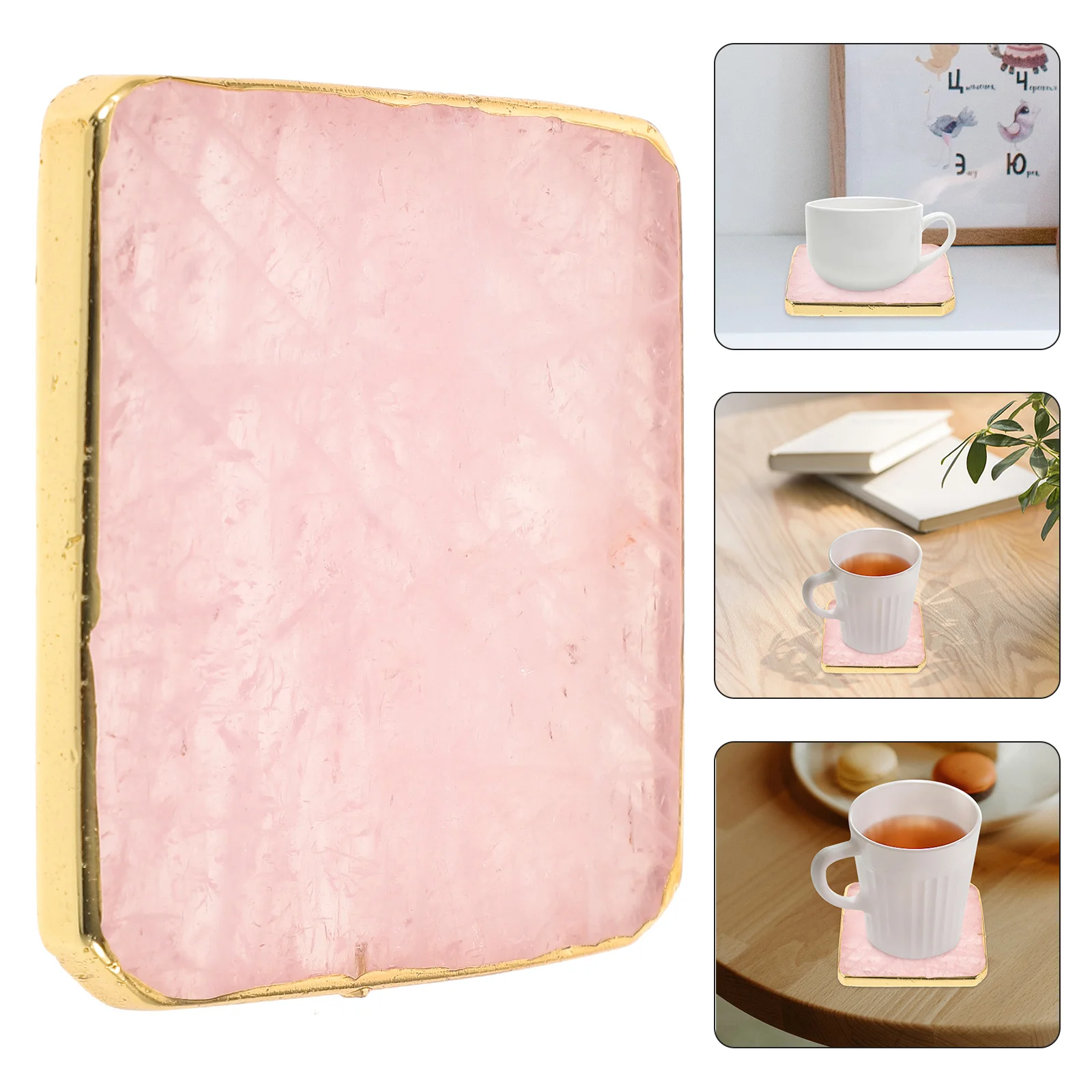 

Delicate Crystal Coaster Pink Agate Cup Mat Home Office Decor Insulated Table Setting Romantic Style Gift Party Festival Use