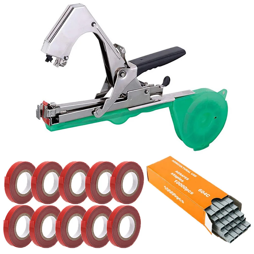 

New High Quality Plant Branch Hand Tying Staples +Tapener +TapesBinding Machine Flower Vegetable Garden tapetool 1set