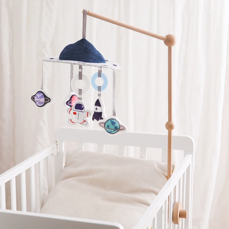 Baby Crib Mobiles Rattles Music Educational Toys Bed Bell Newborn Mobile Bed Bell Bracket Baby Toys Wooden Bed Bell Accessories