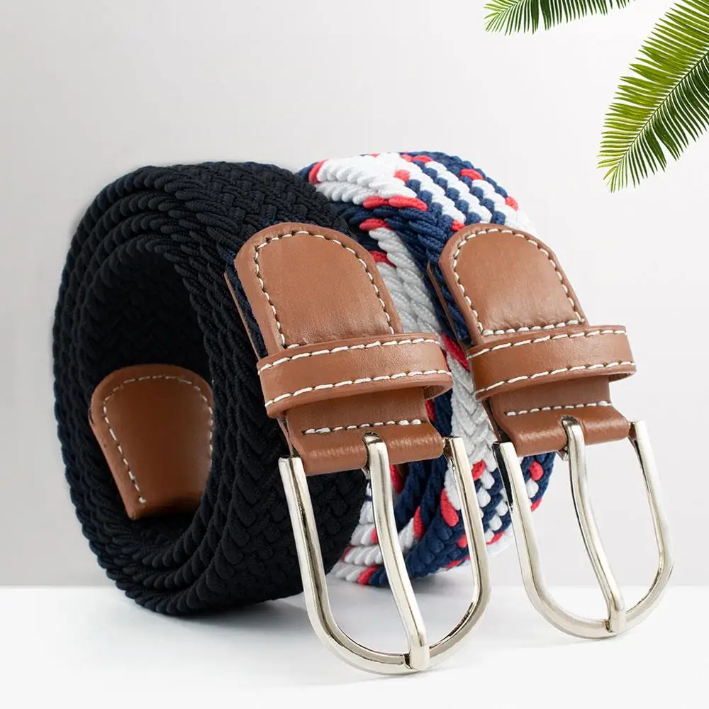 عادية محبوك دبوس مشبك مضفر تمتد الرياضة في الهواء الطلق النايلون الخصر الملونة المنسوجة سير من القنب لكمة خالية حزام الخصر