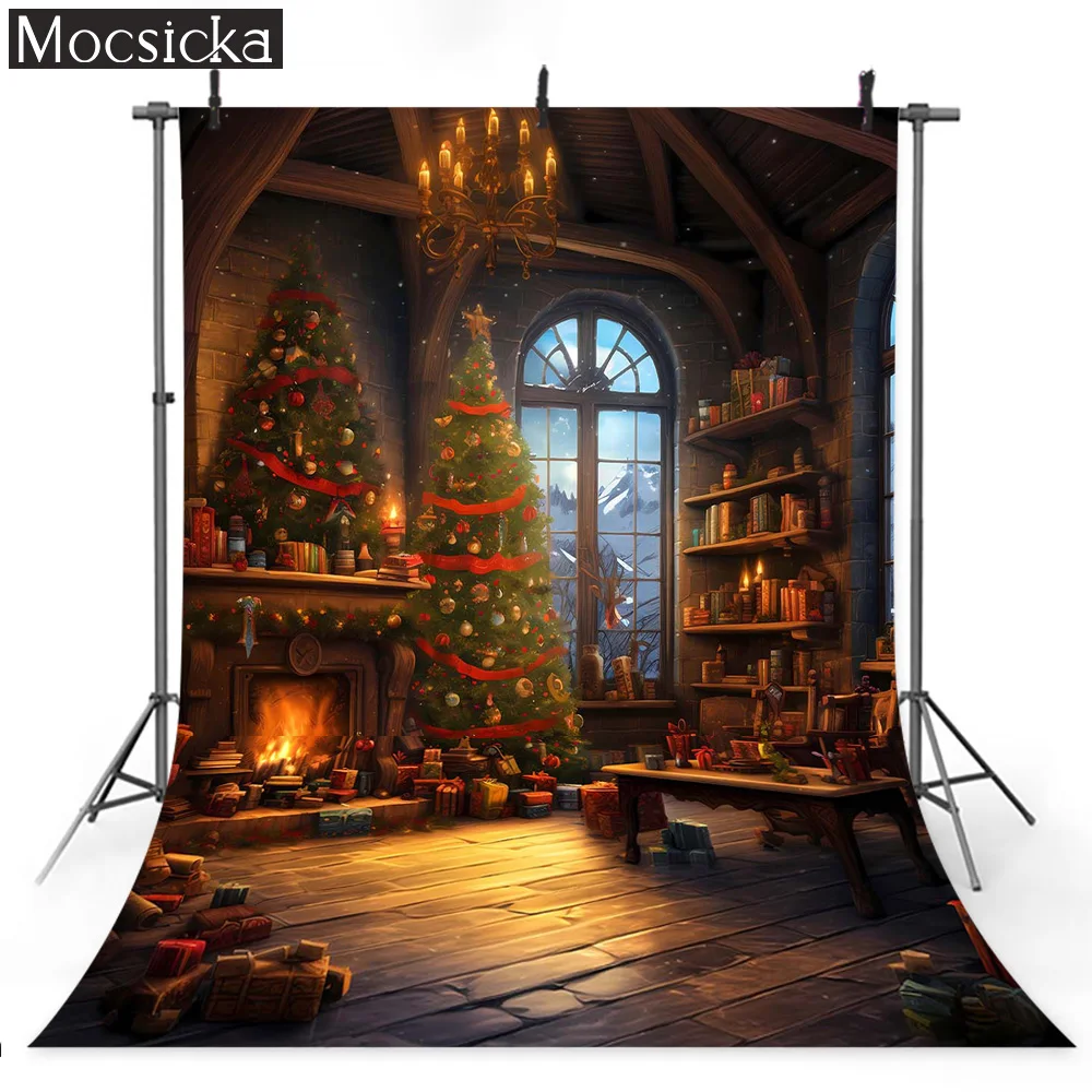 خلفية زينة عيد الميلاد ، نافذة أشعة الشمس في فصل الشتاء ، شجرة عيد الميلاد وخلفية الموقد للأطفال ، صور صورة للأطفال