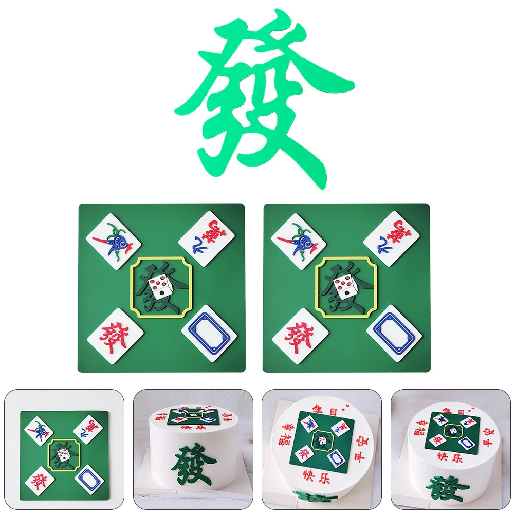 

3Pcs Mini Mahjong Cake Decor Chinese Style Baking Adornments Fun Looks Surprise Friends Birthday Party Decoration