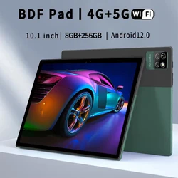 Tablette Android 12 Global Firmware, téléphone réseau 4G, Bluetooth, WiFi, GPS, 8 Go de RAM, 10.1 Go de ROM, 256x1280 HD, 800 pouces